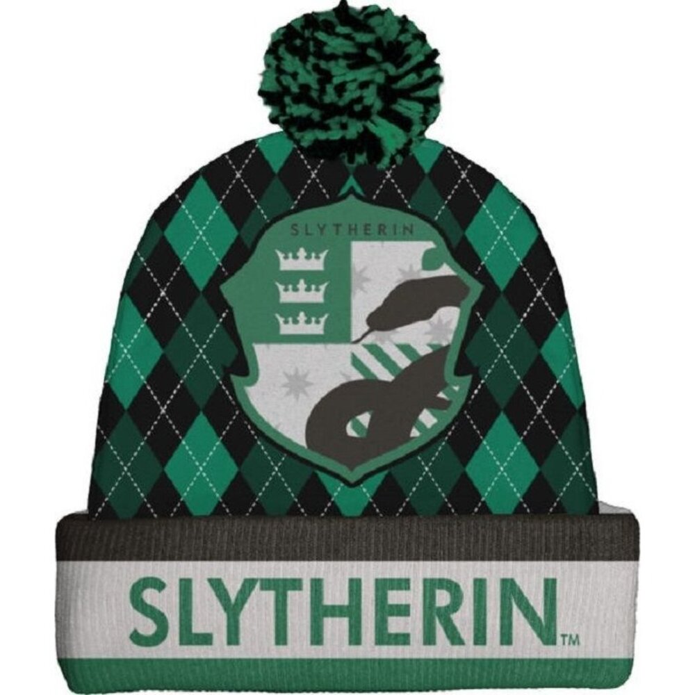 New Harry Potter Slytherin House Beanie Hat Adult Winter One Size NWT Malfoy NIP